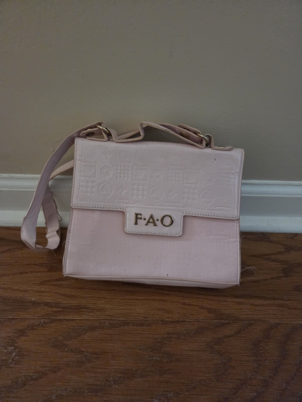 FAO Schwarz Light Pink Embossed Crossbody Bag